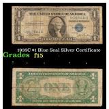 1935C $1 Blue Seal Silver Certificate Grades f+