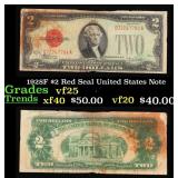 1928F $2 Red Seal United States Note Grades vf+