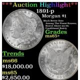***Major Highlight*** 1891-p Morgan Dollar $1 ms65
