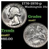 1776-1976-p Washington Quarter 25c Grades GEM++ Un