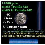 BU Shotgun Jefferson 5c roll, 1980-p 40 pcs Bank $