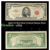 1963 $5 Red Seal United States Note Grades vf++