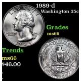 1989-d Washington Quarter 25c Grades GEM+ Unc