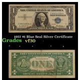 1957 $1 Blue Seal Silver Certificate Grades vf++