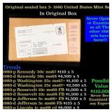 Original sealed box of 5x 1980 United States Mint