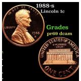 1988-s Proof Lincoln Cent 1c Grades GEM++ Proof De
