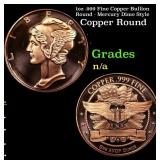 1oz .999 Fine Copper Bullion Round - Mercury Dime