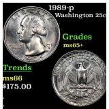 1989-p Washington Quarter 25c Grades GEM+ Unc