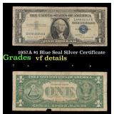 1957A $1 Blue Seal Silver Certificate Grades vf de
