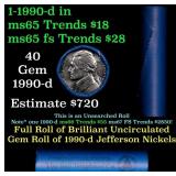 BU Shotgun Jefferson 5c roll, 1990-d 40 pcs Bank $