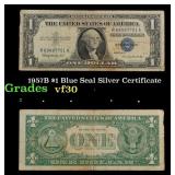 1957B $1 Blue Seal Silver Certificate Grades vf++