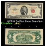 1953B $2 Red Seal United States Note Grades xf