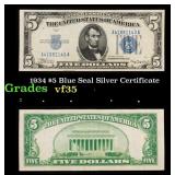 1934 $5 Blue Seal Silver Certificate Grades vf++