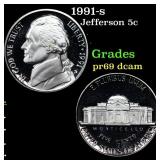 1991-s Proof Jefferson Nickel 5c Grades GEM++ Proo