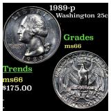 1989-p Washington Quarter 25c Grades GEM+ Unc