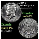 1989-p Kennedy Half Dollar 50c Grades GEM+ UNC PL