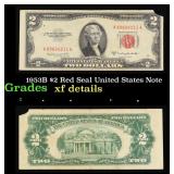 1953B $2 Red Seal United States Note Grades xf det