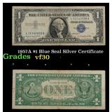 1957A $1 Blue Seal Silver Certificate Grades vf++