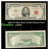 1963 $5 Red Seal United States Note Grades vf++