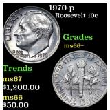 1970-p Roosevelt Dime 10c Grades GEM++ Unc