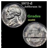 1972-d Jefferson Nickel 5c Grades GEM+ Unc