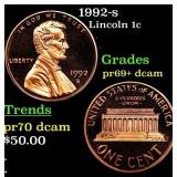 1992-s Proof Lincoln Cent 1c Grades GEM++ Proof De