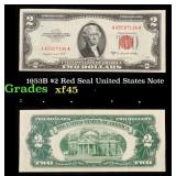 1953B $2 Red Seal United States Note Grades xf+