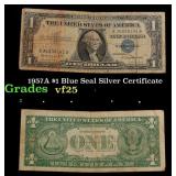 1957A $1 Blue Seal Silver Certificate Grades vf+