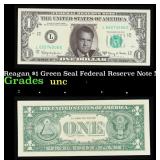 Reagan $1 Green Seal Federal Reserve Note Grades B