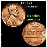 1964-d Lincoln Cent 1c Grades Gem+ Unc RD