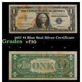 1957 $1 Blue Seal Silver Certificate Grades vf++