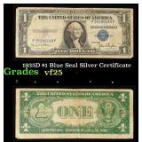 1935D $1 Blue Seal Silver Certificate Grades vf+