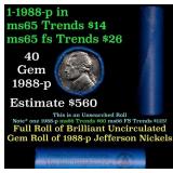 BU Shotgun Jefferson 5c roll, 1988-p 40 pcs Bank $