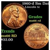 1960-d Sm Date Lincoln Cent 1c Grades GEM+ Unc RD