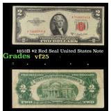 1953B $2 Red Seal United States Note Grades vf+