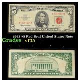 1963 $5 Red Seal United States Note Grades vf++