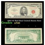 1963 $5 Red Seal United States Note Grades xf