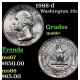 1988-d Washington Quarter 25c Grades GEM++ Unc