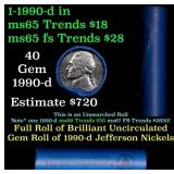 BU Shotgun Jefferson 5c roll, 1990-d 40 pcs Bank $