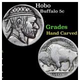 Hobo Buffalo Nickel 5c Grades Hand Carved