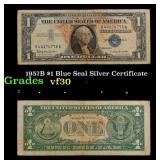 1957B $1 Blue Seal Silver Certificate Grades vf++