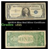 1957B $1 Blue Seal Silver Certificate Grades vf+