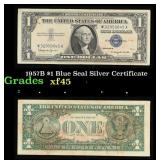 1957B $1 Blue Seal Silver Certificate Grades xf+