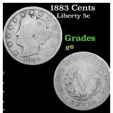 1883 Cents Liberty Nickel 5c Grades g+