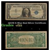 1957B $1 Blue Seal Silver Certificate Grades vf+