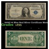 1935G $1 Blue Seal Silver Certificate Grades vf++