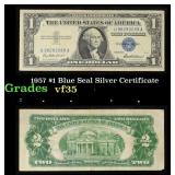 1957 $1 Blue Seal Silver Certificate Grades vf++