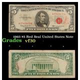 1963 $5 Red Seal United States Note Grades vf++