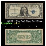 1957B $1 Blue Seal Silver Certificate Grades vf+