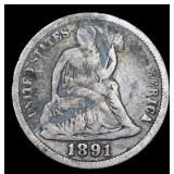 Lot Of 4 Coins. 1891 Seated Liberty Dime 10c